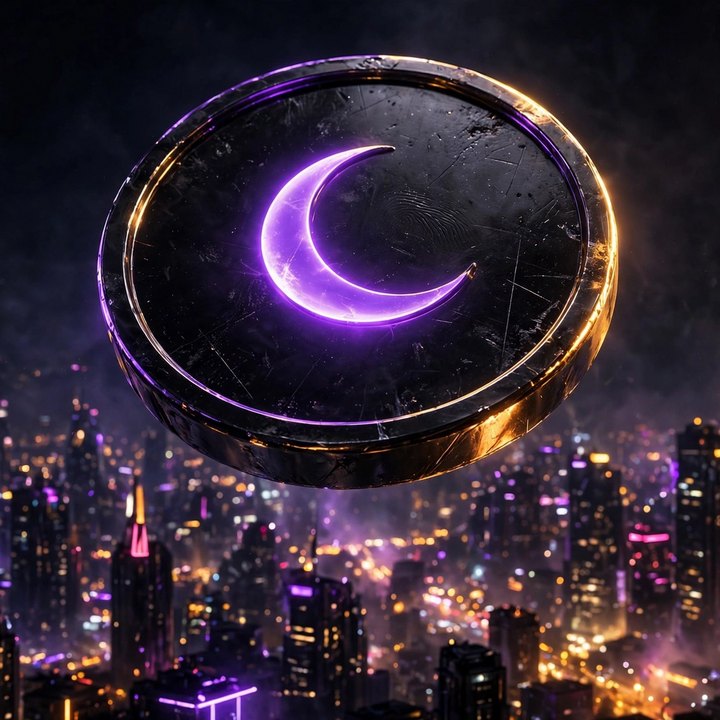 Close view of the glossy After Dark coin