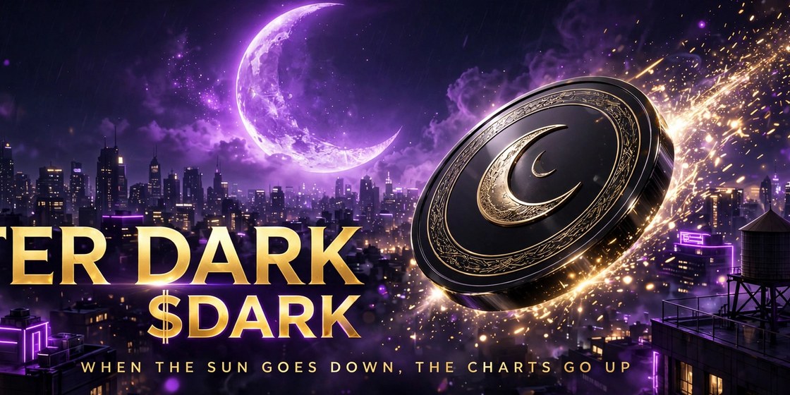After Dark coin banner with a purple crescent moon